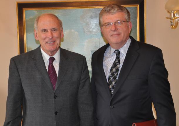 Indiana Wesleyan University President, Dr. David Wright meets with Coats 